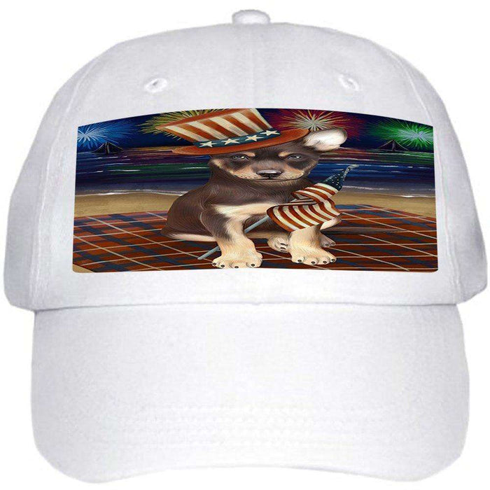 4th of July Independence Day Firework Australian Kelpies Dog Ball Hat Cap HAT48234
