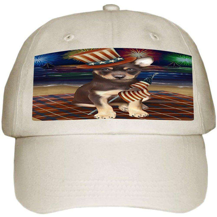 4th of July Independence Day Firework Australian Kelpies Dog Ball Hat Cap HAT48234