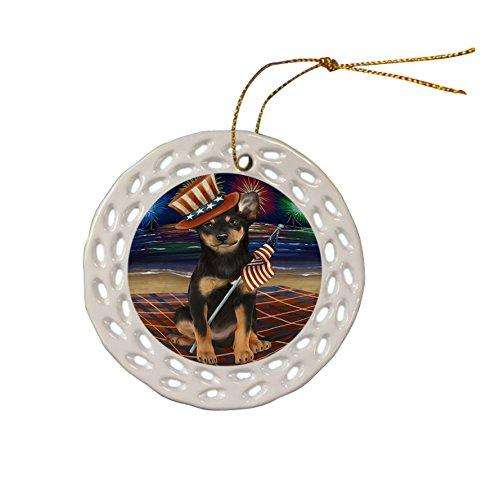 4th of July Independence Day Firework Australian Kelpies Dog Ceramic Doily Ornament DPOR48716
