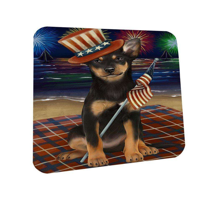 4th of July Independence Day Firework Australian Kelpies Dog Coasters Set of 4 CST48675