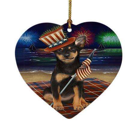 4th of July Independence Day Firework Australian Kelpies Dog Heart Christmas Ornament HPOR48716