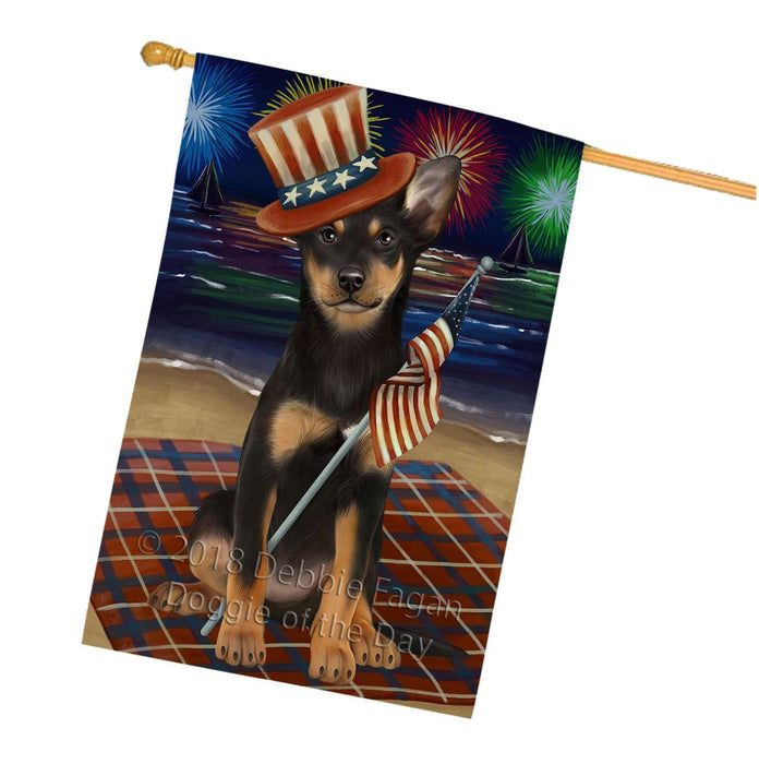 4th of July Independence Day Firework Australian Kelpies Dog House Flag FLG48681