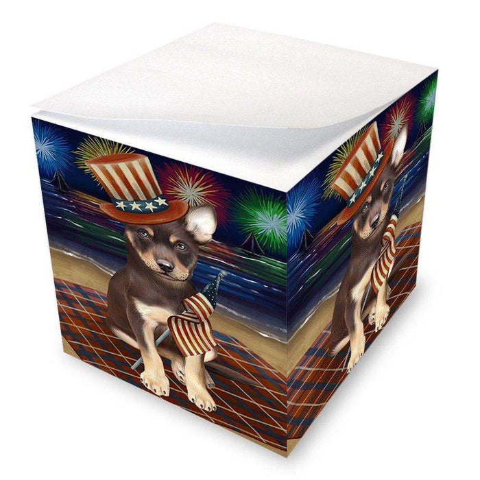 4th of July Independence Day Firework Australian Kelpies Dog Note Cube NOC48167