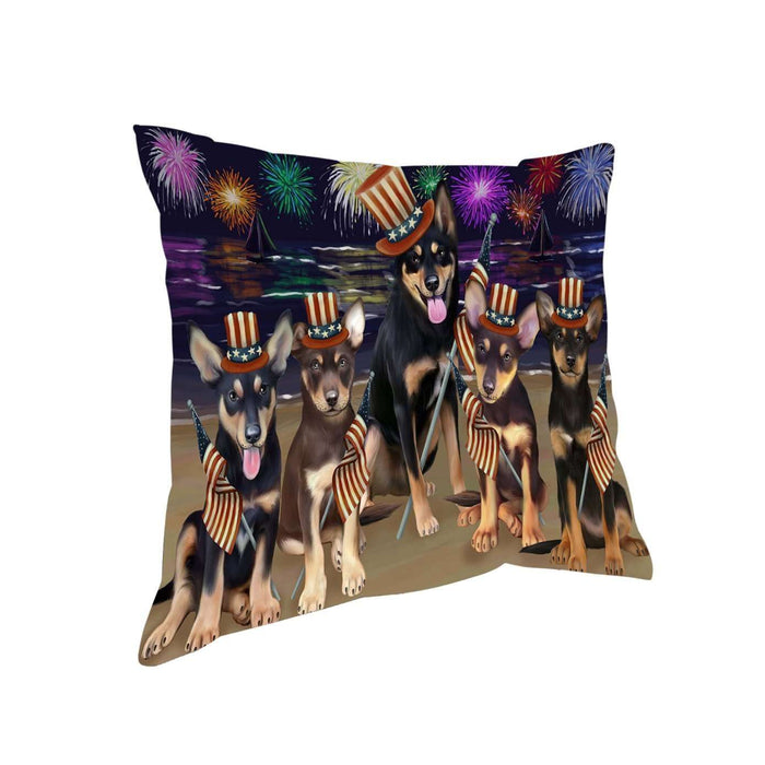 4th of July Independence Day Firework Australian Kelpies Dog Pillow PIL48716