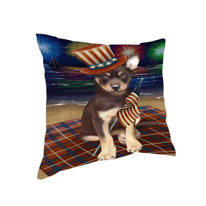 4th of July Independence Day Firework Australian Kelpies Dog Pillow PIL48720