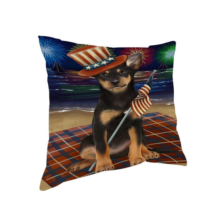 4th of July Independence Day Firework Australian Kelpies Dog Pillow PIL50720