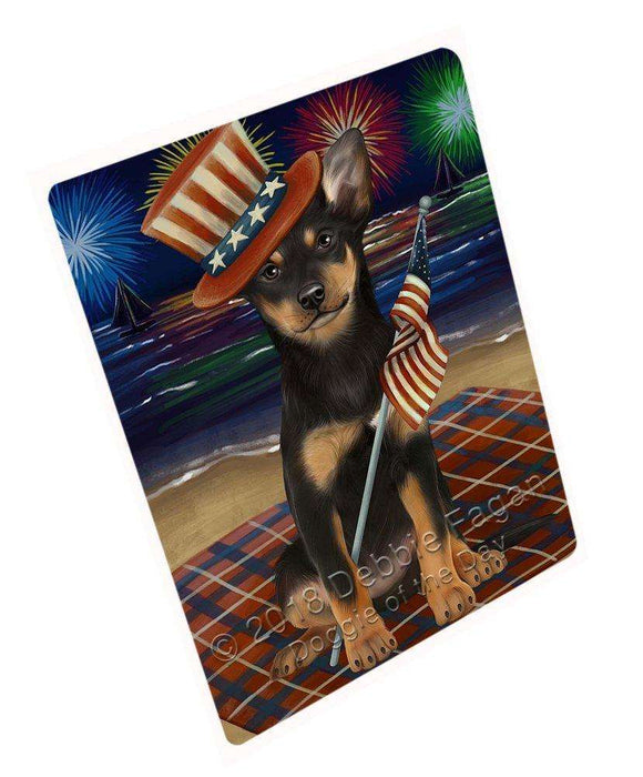 4th of July Independence Day Firework Australian Kelpies Dog Tempered Cutting Board C49842 (Large)