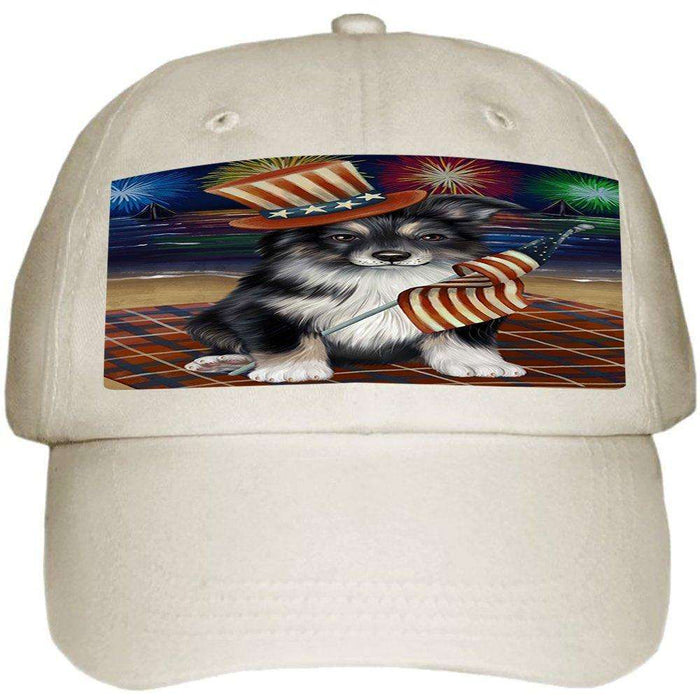 4th of July Independence Day Firework Australian Shepherd Dog Ball Hat Cap HAT48237