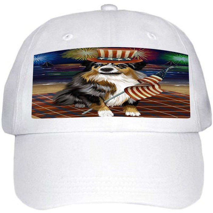 4th of July Independence Day Firework Australian Shepherd Dog Ball Hat Cap HAT48240