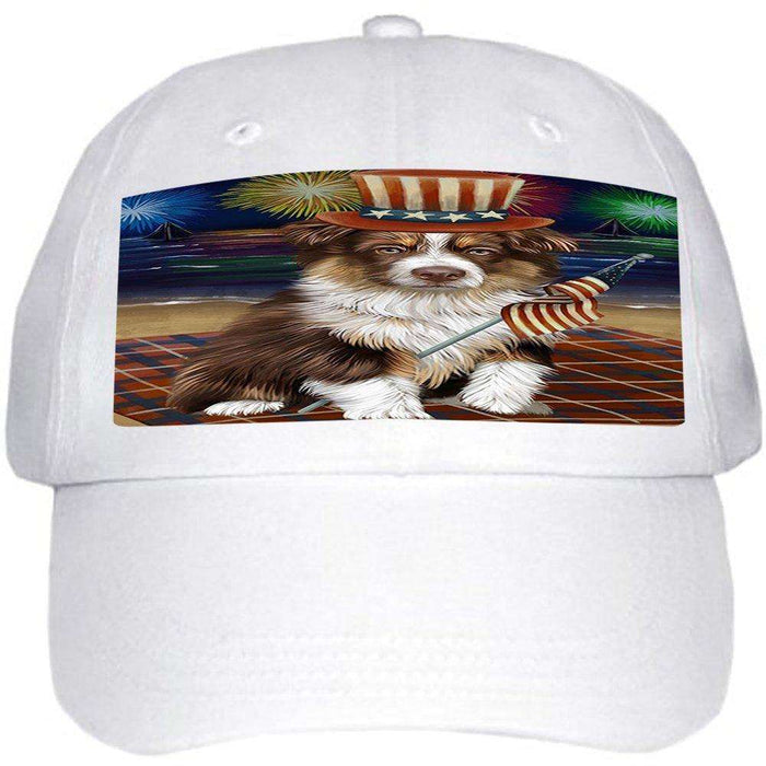 4th of July Independence Day Firework Australian Shepherd Dog Ball Hat Cap HAT49884