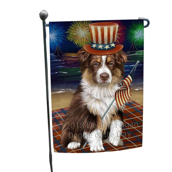 4th of July Independence Day Firework Australian Shepherd Dog Garden Flag GFLG48626