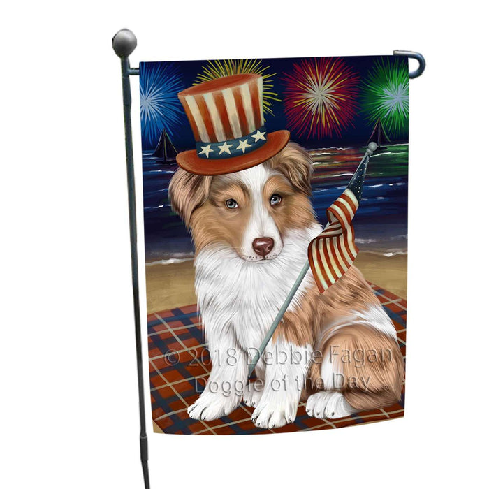 4th of July Independence Day Firework Australian Shepherd Dog Garden Flag GFLG48627