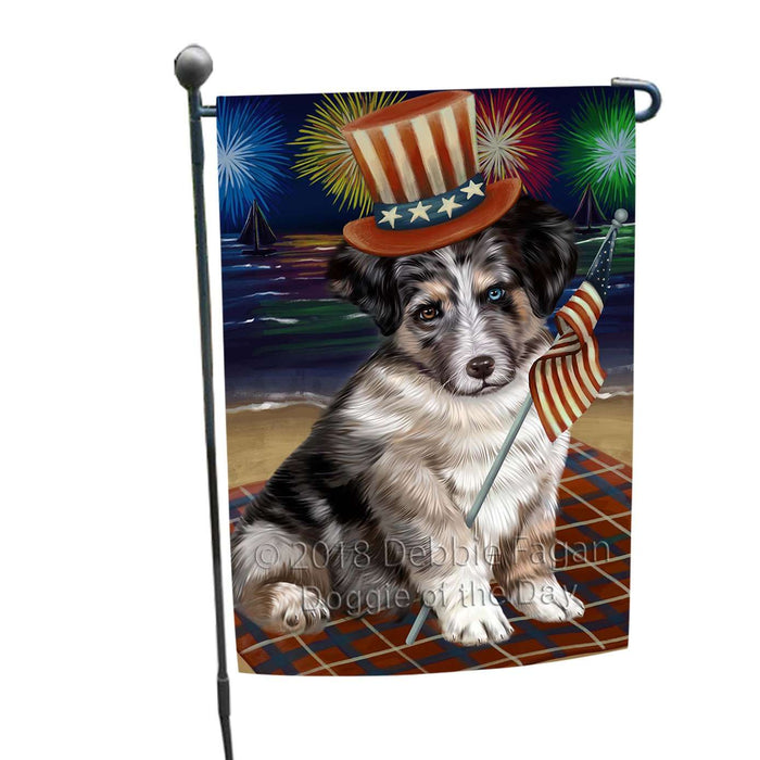 4th of July Independence Day Firework Australian Shepherd Dog Garden Flag GFLG48628