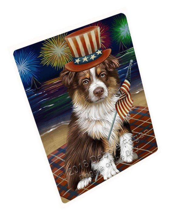 4th of July Independence Day Firework Australian Shepherd Dog Large Refrigerator / Dishwasher RMAG51690