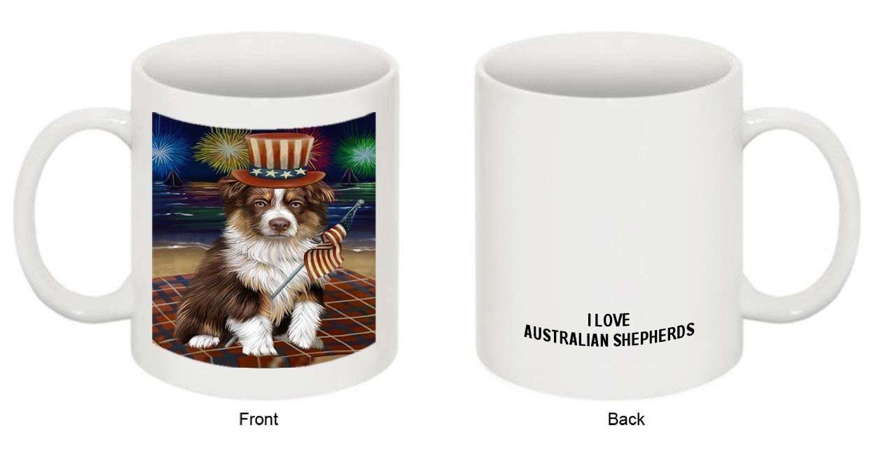 4th of July Independence Day Firework Australian Shepherd Dog Mug MUG48530
