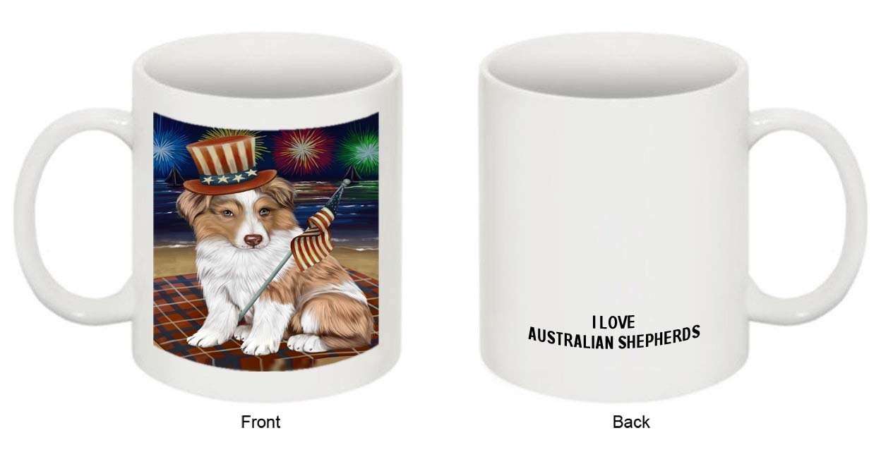 4th of July Independence Day Firework Australian Shepherd Dog Mug MUG48531