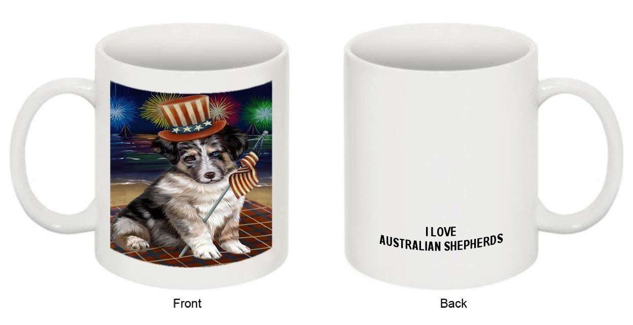 4th of July Independence Day Firework Australian Shepherd Dog Mug MUG48532