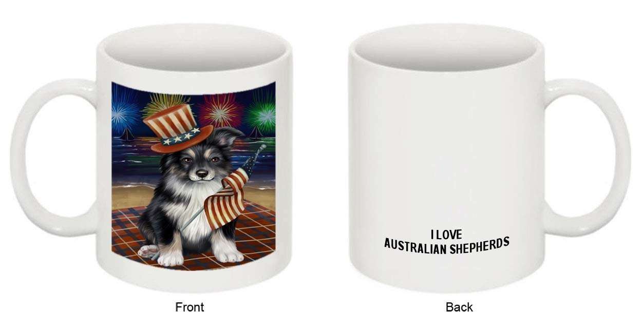 4th of July Independence Day Firework Australian Shepherd Dog Mug MUG48533