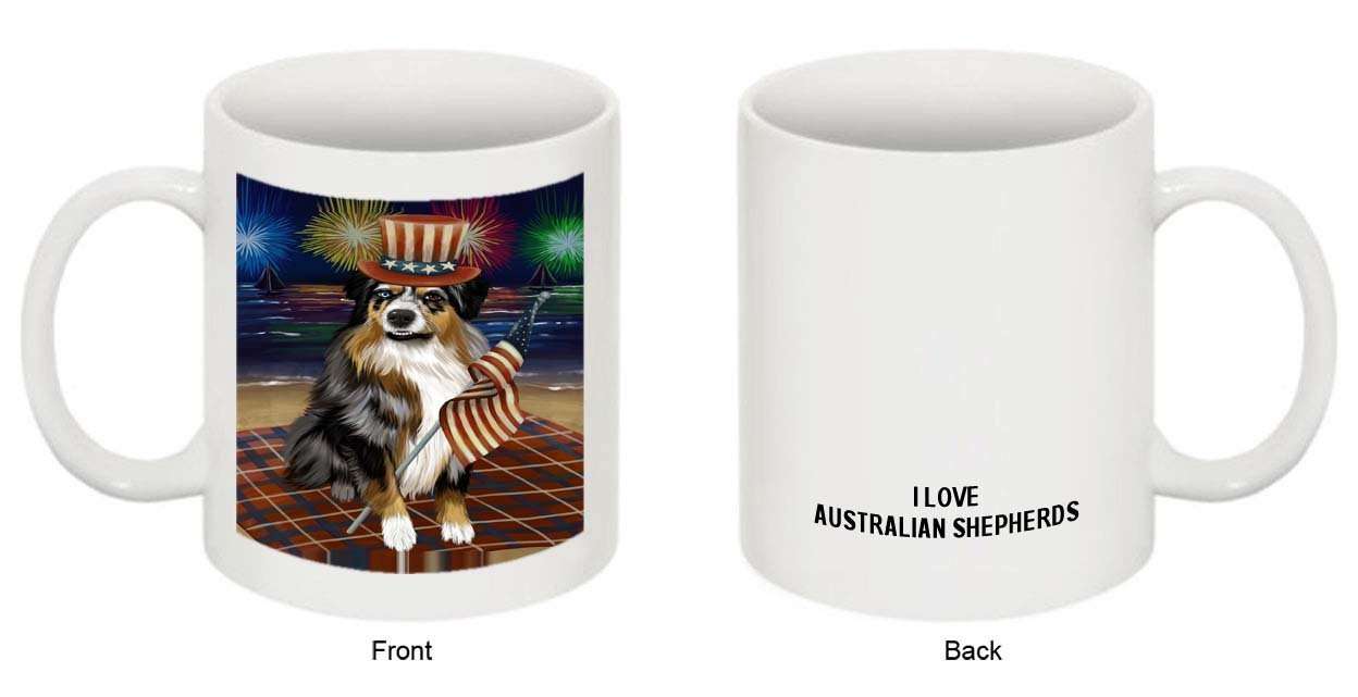 4th of July Independence Day Firework Australian Shepherd Dog Mug MUG48534