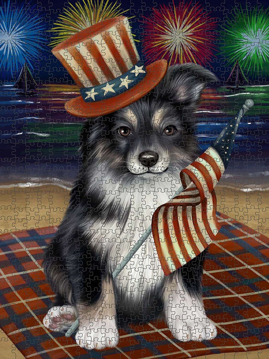 4th of July Independence Day Firework Australian Shepherd Dog Puzzle  PUZL48357