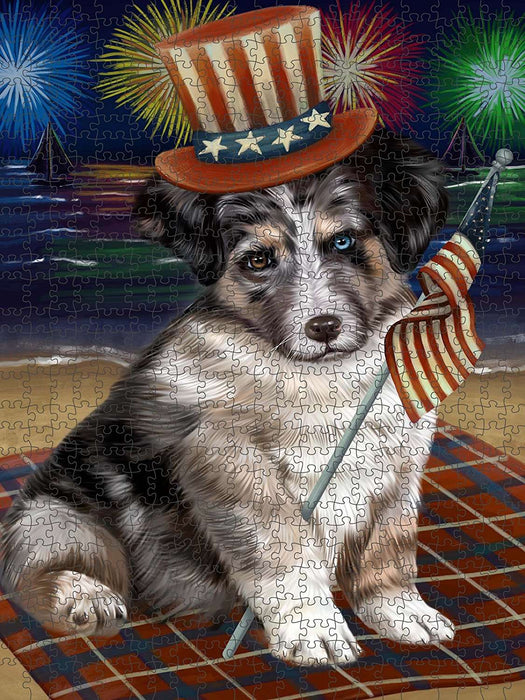 4th of July Independence Day Firework Australian Shepherd Dog Puzzle  PUZL49863 (300 pc.)