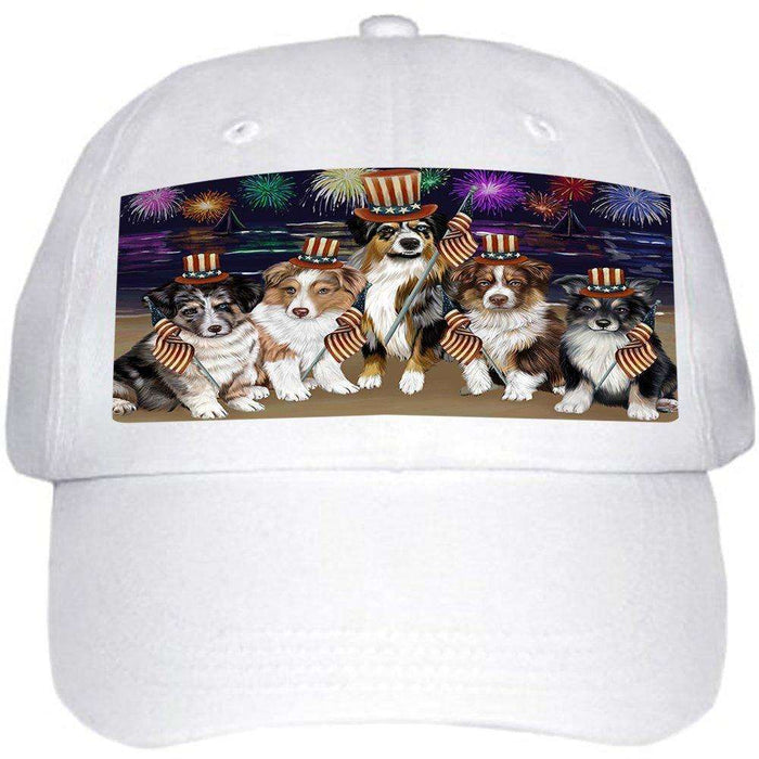 4th of July Independence Day Firework Australian Shepherds Dog Ball Hat Cap HAT48243