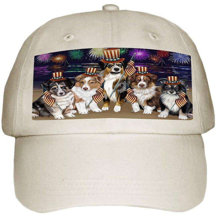 4th of July Independence Day Firework Australian Shepherds Dog Ball Hat Cap HAT48243