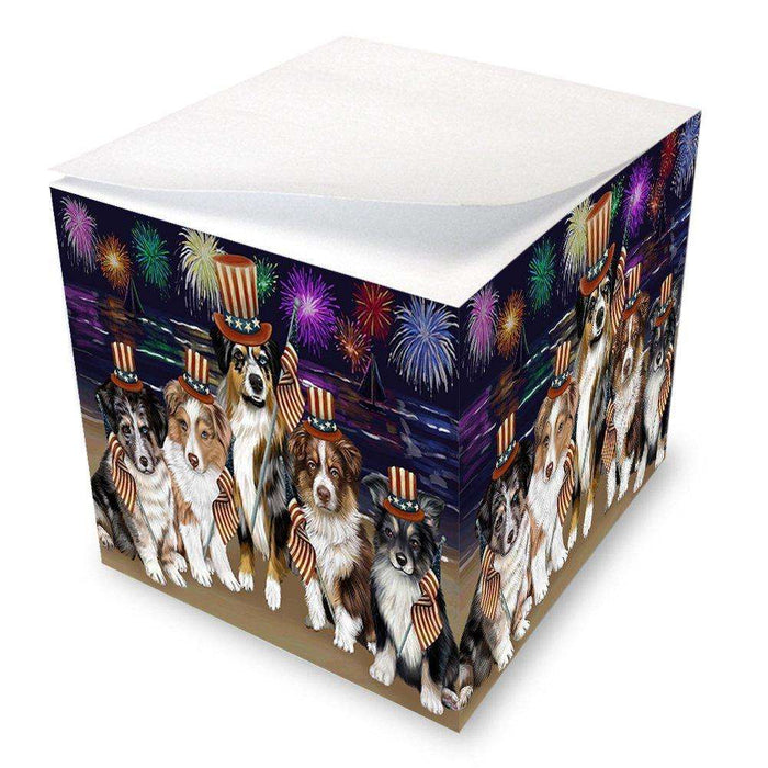 4th of July Independence Day Firework Australian Shepherds Dog Note Cube NOC48170
