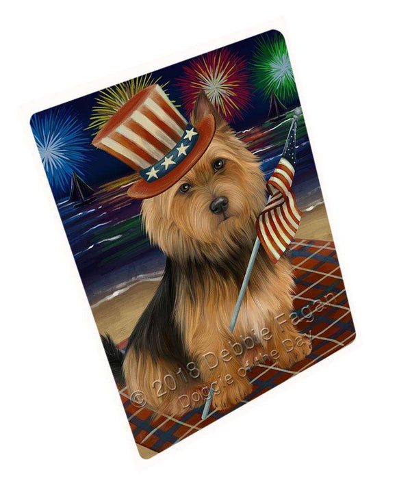 4th of July Independence Day Firework Australian Terrier Dog Blanket BLNKT84819