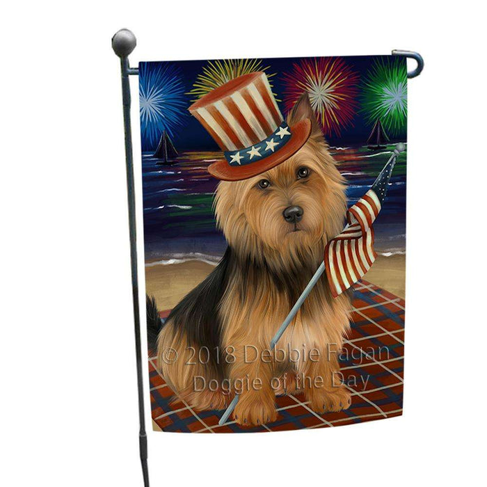 4th of July Independence Day Firework Australian Terrier Dog Garden Flag GFLG52004