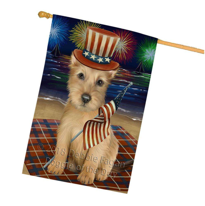 4th of July Independence Day Firework Australian Terrier Dog House Flag FLG52143