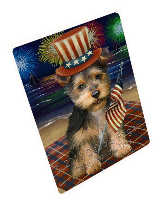 4th of July Independence Day Firework Australian Terrier Dog Large Refrigerator / Dishwasher Magnet RMAG72552
