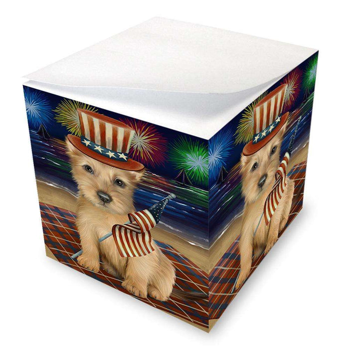 4th of July Independence Day Firework Australian Terrier Dog Note Cube NOC52010