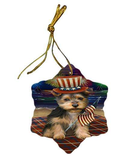 4th of July Independence Day Firework Australian Terrier Dog Star Porcelain Ornament SPOR52000