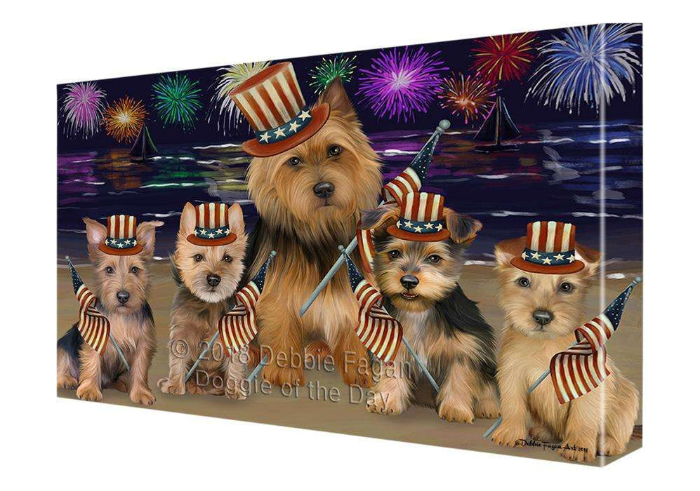 4th of July Independence Day Firework Australian Terriers Dog Canvas Print Wall Art Décor CVS85337