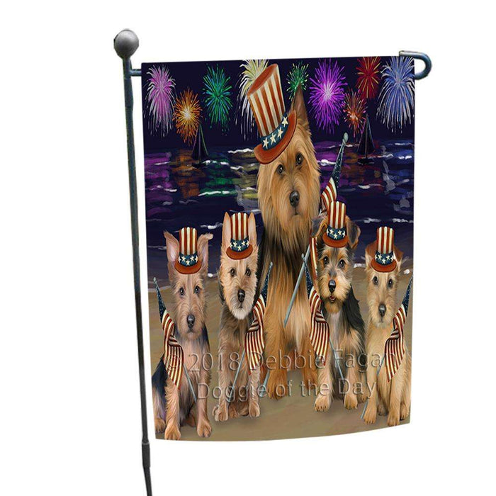4th of July Independence Day Firework Australian Terriers Dog Garden Flag GFLG52005