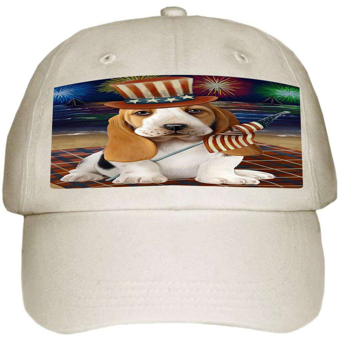 4th of July Independence Day Firework Basset Hound Dog Ball Hat Cap HAT52521
