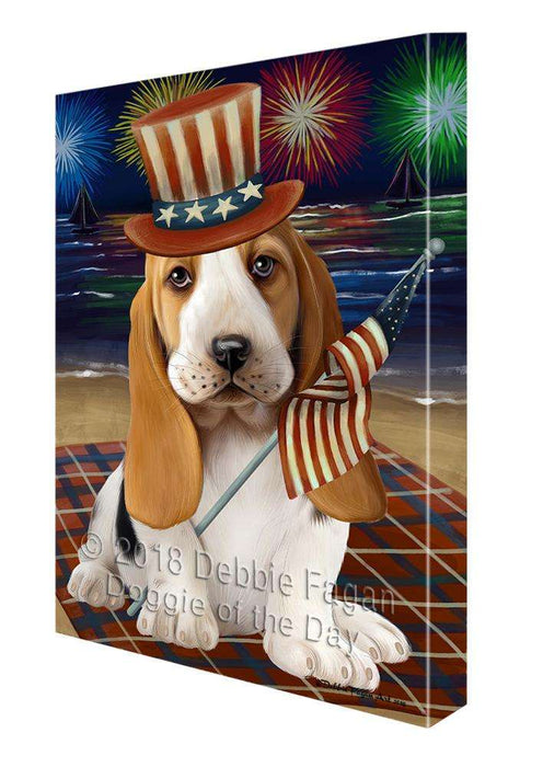 4th of July Independence Day Firework Basset Hound Dog Canvas Wall Art CVS62107