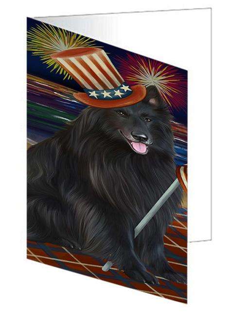 4th of July Independence Day Firework Basset Hound Dog Handmade Artwork Assorted Pets Greeting Cards and Note Cards with Envelopes for All Occasions and Holiday Seasons GCD52817