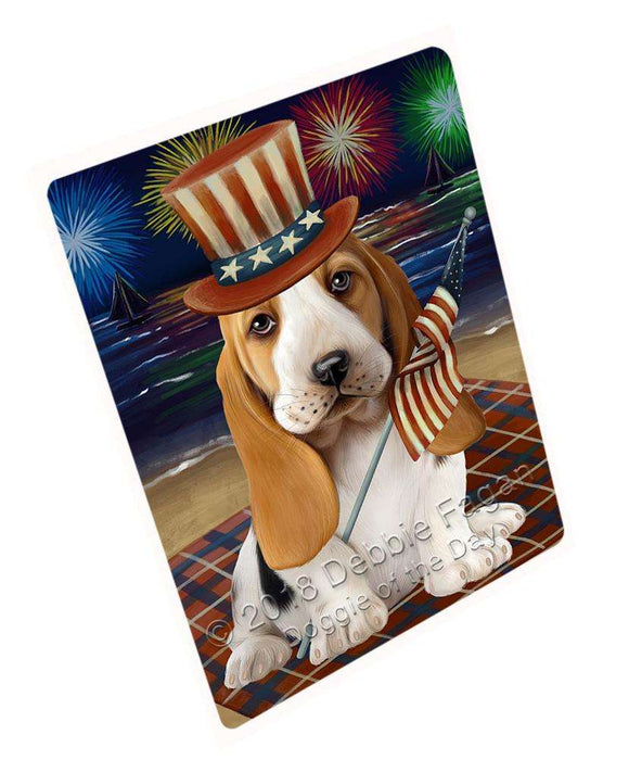 4th of July Independence Day Firework Basset Hound Dog Large Refrigerator / Dishwasher Magnet RMAG57312