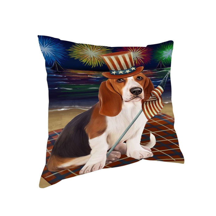 4th of July Independence Day Firework Basset Hound Dog Pillow PIL48736