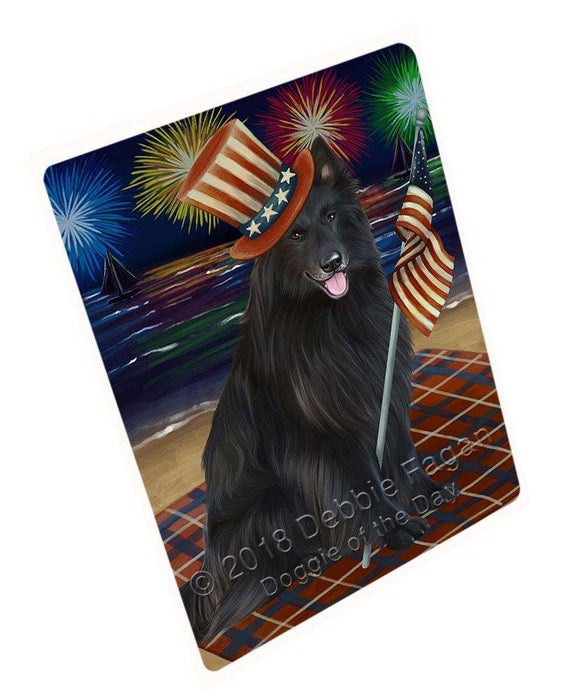 4th of July Independence Day Firework Basset Hound Dog Tempered Cutting Board C52656