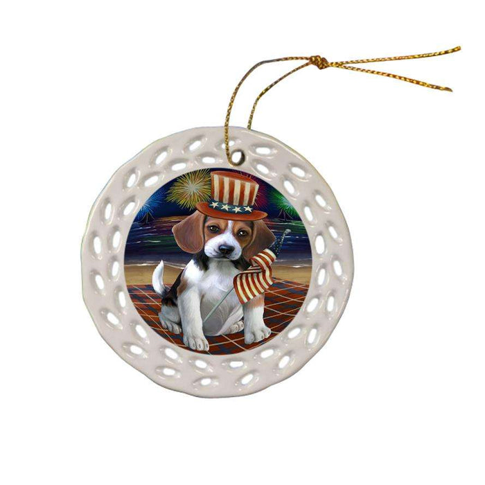 4th of July Independence Day Firework Beagle Dog Ceramic Doily Ornament DPOR48722