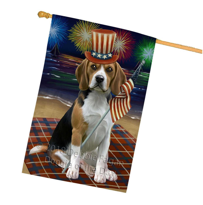 4th of July Independence Day Firework Beagle Dog House Flag FLG48685