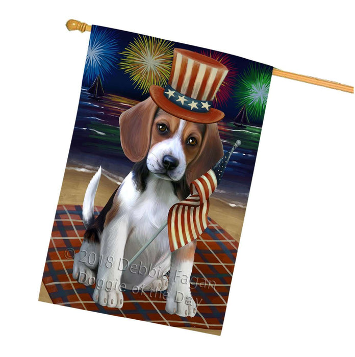 4th of July Independence Day Firework Beagle Dog House Flag FLG48687