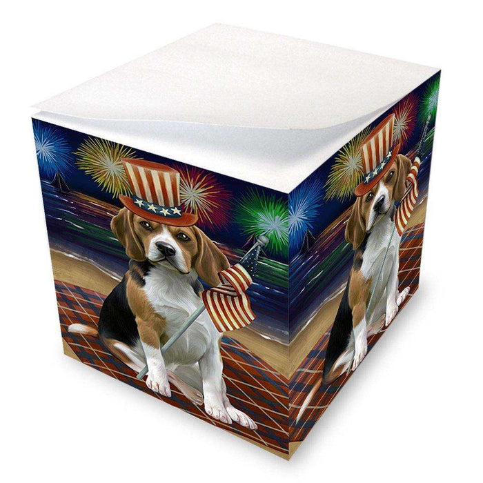 4th of July Independence Day Firework Beagle Dog Note Cube NOC48720
