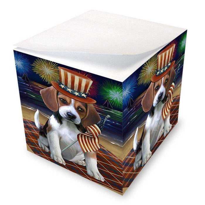 4th of July Independence Day Firework Beagle Dog Note Cube NOC48722
