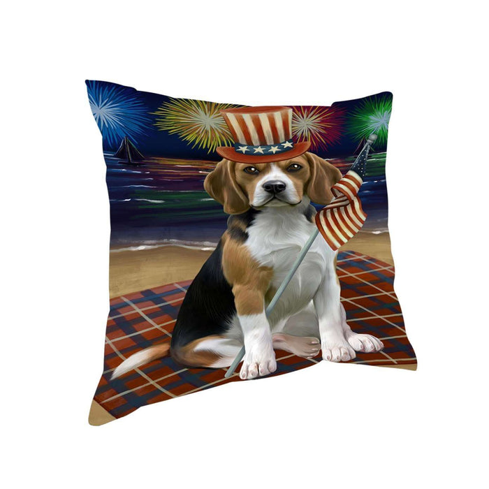 4th of July Independence Day Firework Beagle Dog Pillow PIL50736