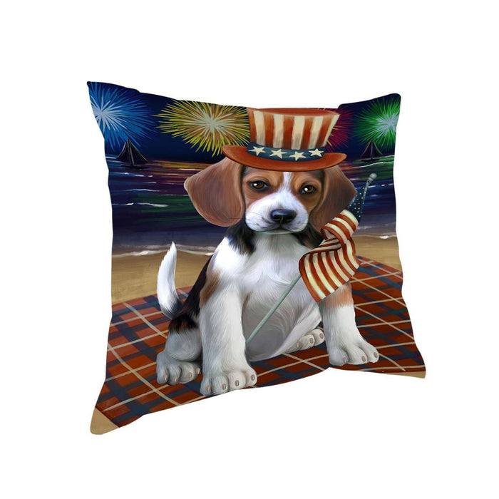 4th of July Independence Day Firework Beagle Dog Pillow PIL50744