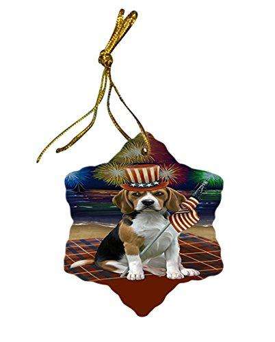 4th of July Independence Day Firework Beagle Dog Star Porcelain Ornament SPOR48712